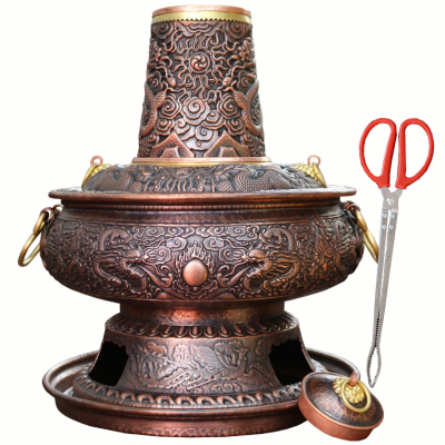 铜之魂纯紫铜手工加厚木炭铜火锅仿古紫铜涮肉火锅炉厂家直销包邮