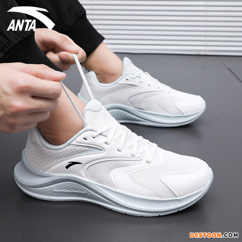 安踏男鞋运动鞋男星云SE老爹鞋春季新款跑步鞋复古休闲小白鞋子男款 白/幻景蓝 42