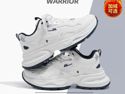 回力官方男鞋春秋新款皮面老爹鞋男女鞋子男运动鞋休闲 白深蓝 42